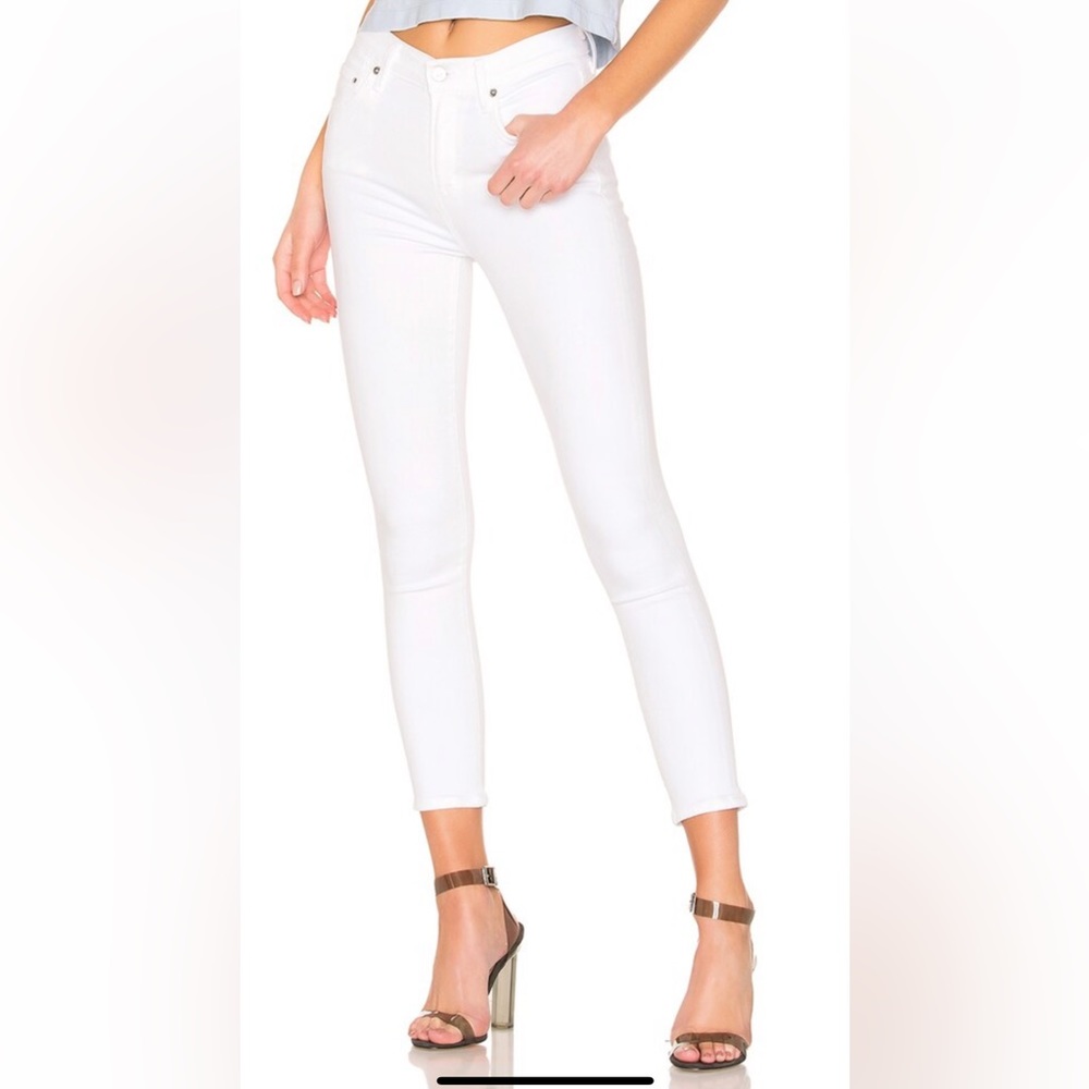 Citizens of Humanity ROCKET CROP petite high rise skinny jeans denim 25 white